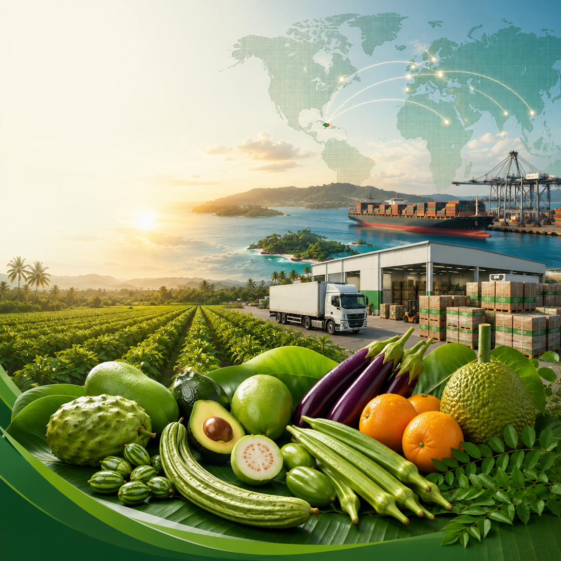 Selección de frutas y vegetales dominicanos Géminis Export